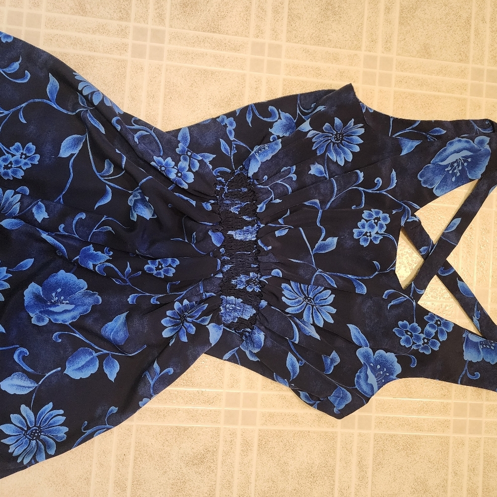 Floral Blue Sleeveless Romper